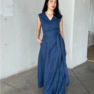 Elegant Blue Wrap Dress
